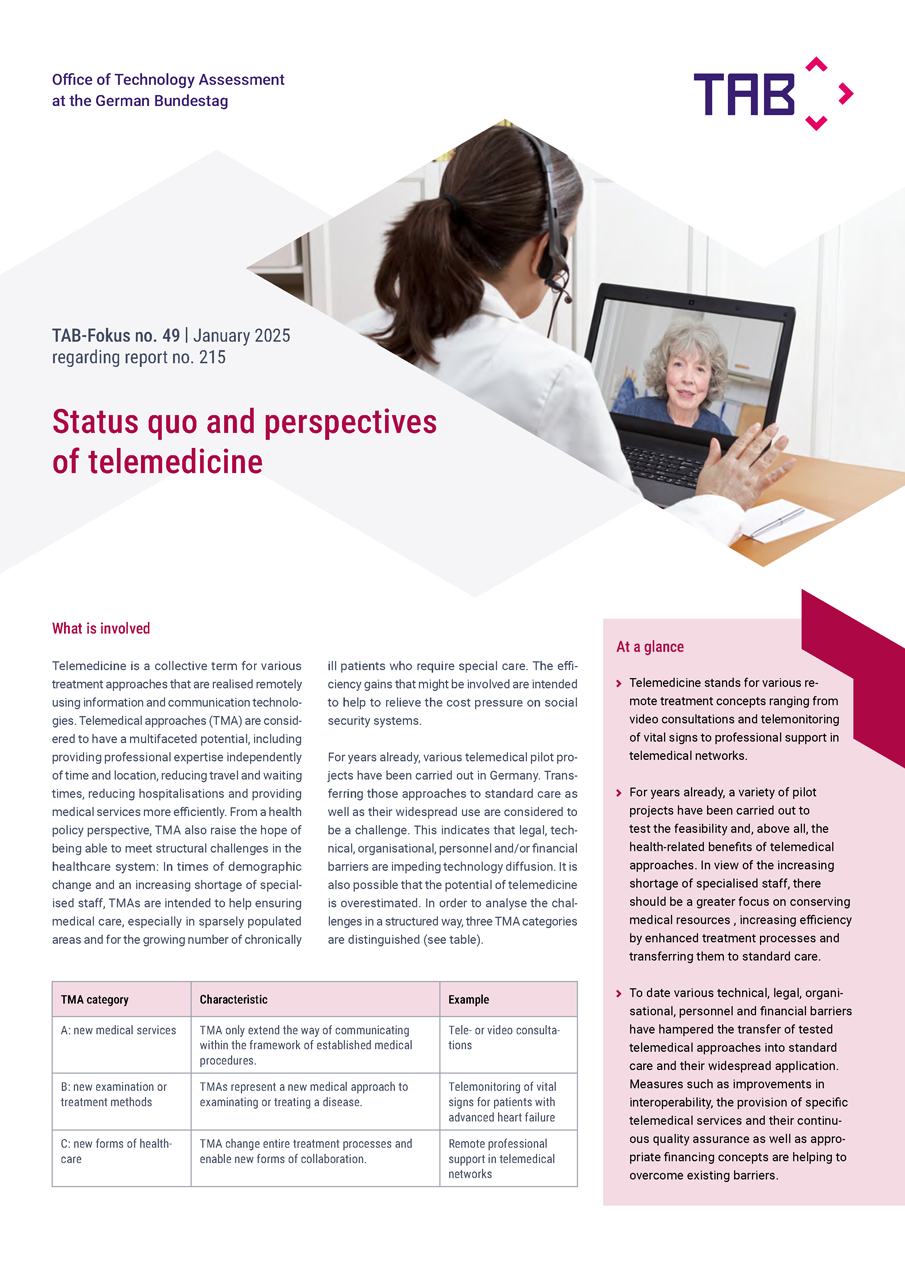 Cover TAB-Fokus no. 49 on telemedicine
