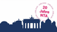 Detail of NTA-11 conference logo with Brandenburg Gate and Berlin Cathedral silhouette. Anniversary 20 years NTA