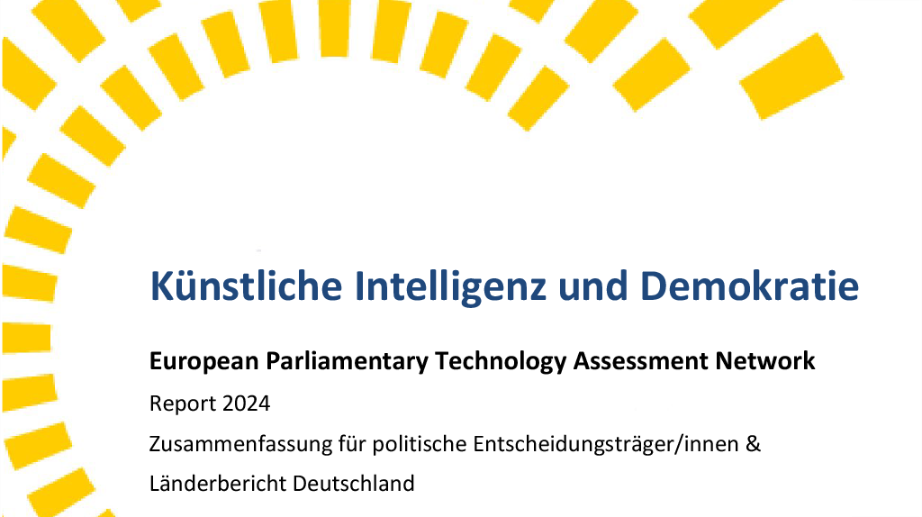 Cover EPTA-Report 2024 KI und Demokratie Zusammenfassung und Länderbericht Deutschland