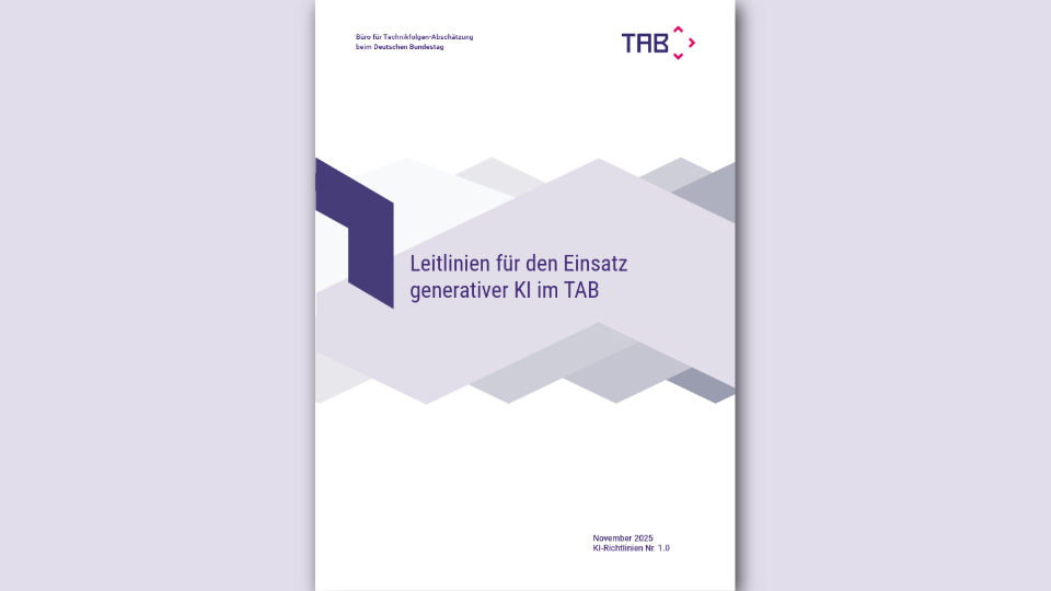 Cover page with geometric shapes; title: Guidelines for the use of generative AI at TAB.